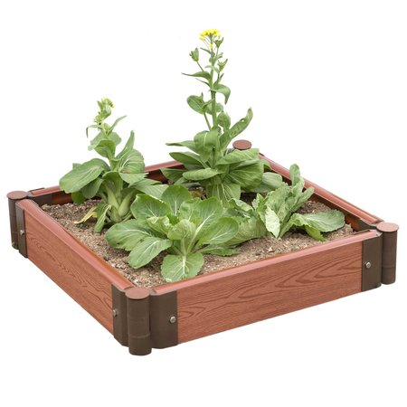 GARDENISED Classic Traditional  Wood- Look Raised Outdoor Garden Bed Flower Planter Box, 24 inch, PK 4 QI004007S.4